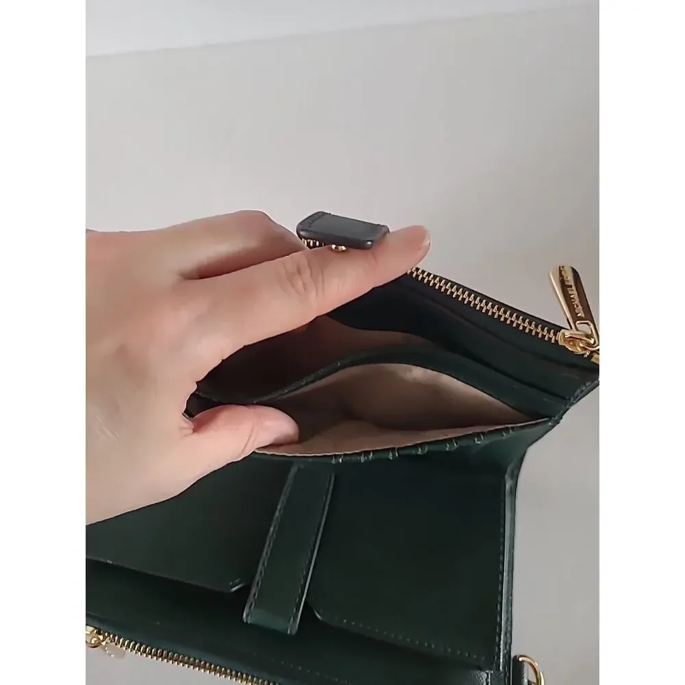 Michael Kors Women's Jet Set Double Zip Wristlet Wallet Green/Gold